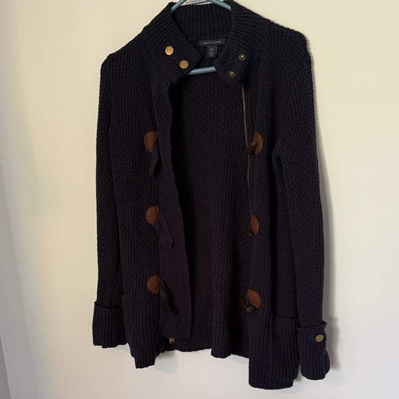 Tommy Hilfiger Dark Blue Knit Cardigan with Brown Accents - Picture 3 of 5